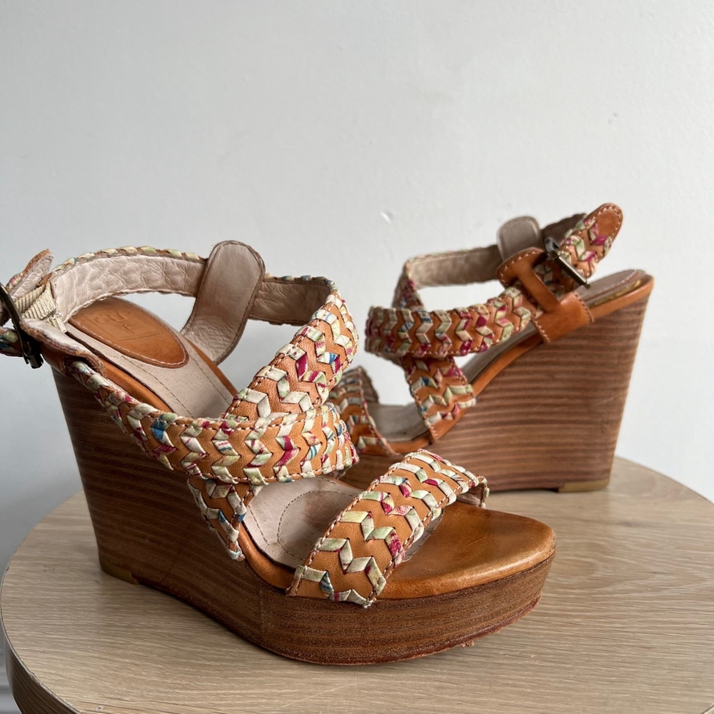 Women's Frye Wedge Sandals Brown Multi Size Unknown